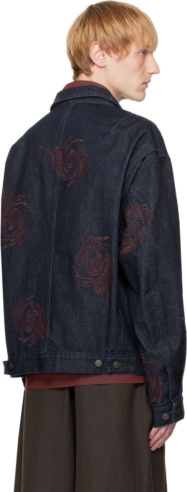 Jakke Dries Van Noten Dries Van Noten Embroidered Pattern Denim Jacket Blå | 251-080505-1554, 2