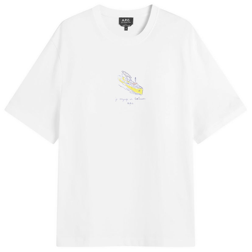 T-shirt A.P.C. A.P.C. Men's Jack Voyage Graphic T-Shirt, Size Small Hvid | COHJC-H26517-AAB