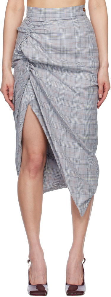Nederdel Vivienne Westwood Vivienne Westwood Panther Asymmetrical Midi Skirt Blå | 1K01001A-W013L-, 0