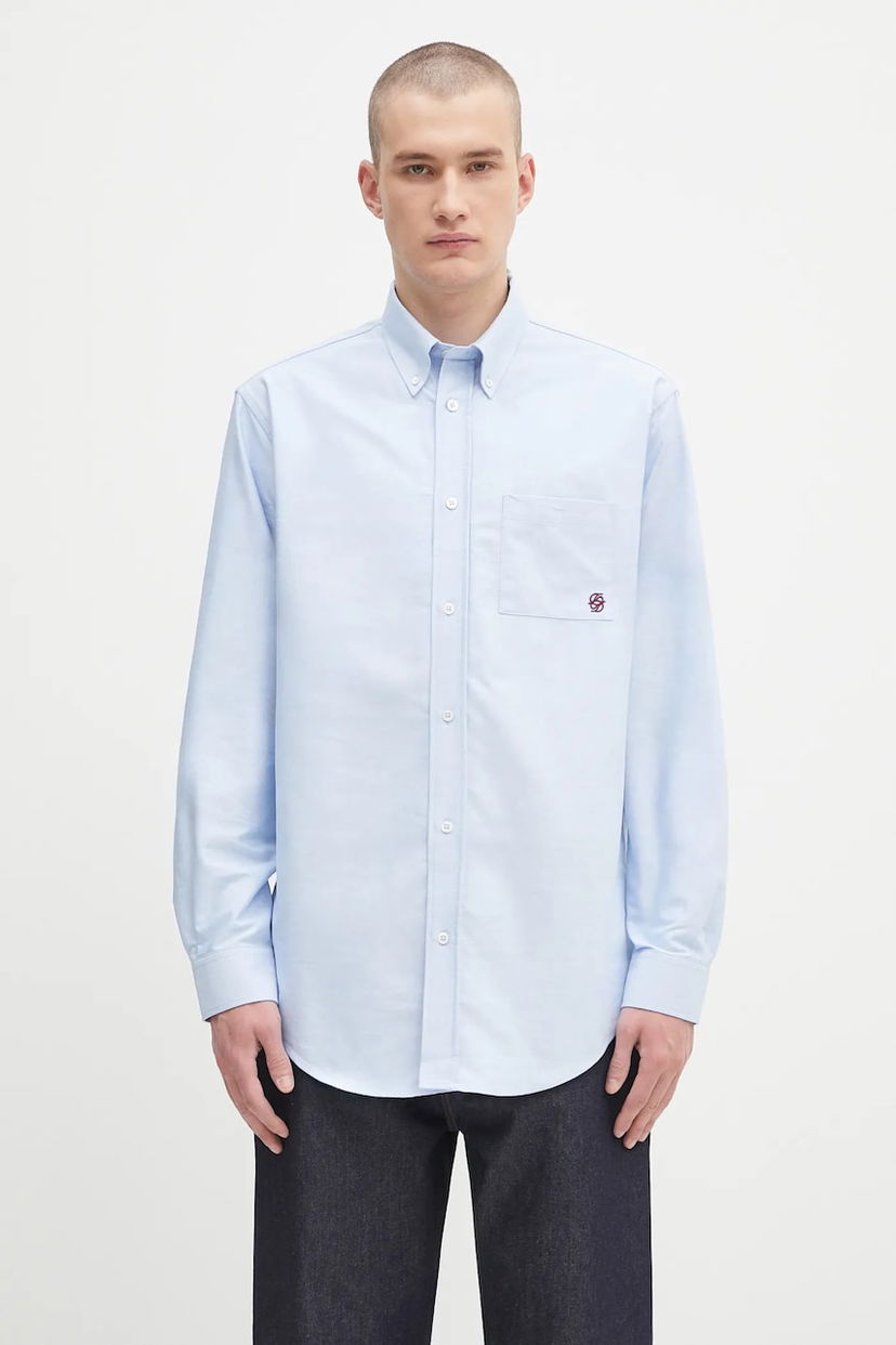 Skjorte Drôle de Monsieur Drôle de Monsieur La Chemise Oxford Relaxed Fit Button-Down Shirt Blå | H.SH240.CO225