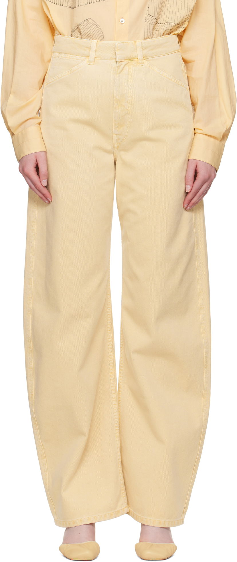 Jeans LEMAIRE LEMAIRE High Waisted Curved Jeans Gul | PA1052 LD1045