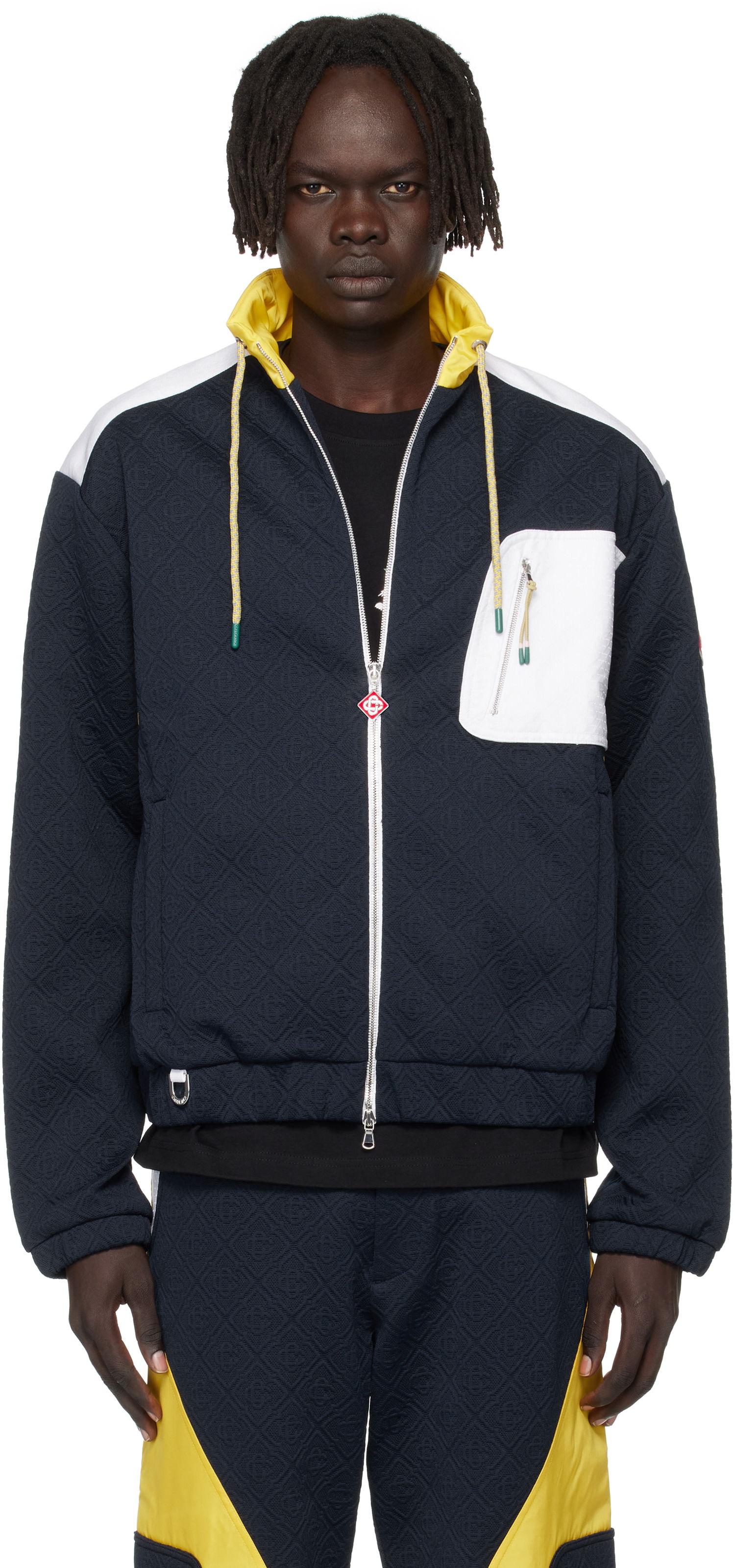 Jakke Casablanca Casablanca Jacquard Nylon Jacket Mørkeblå | MPF25-JK-389-02, 0