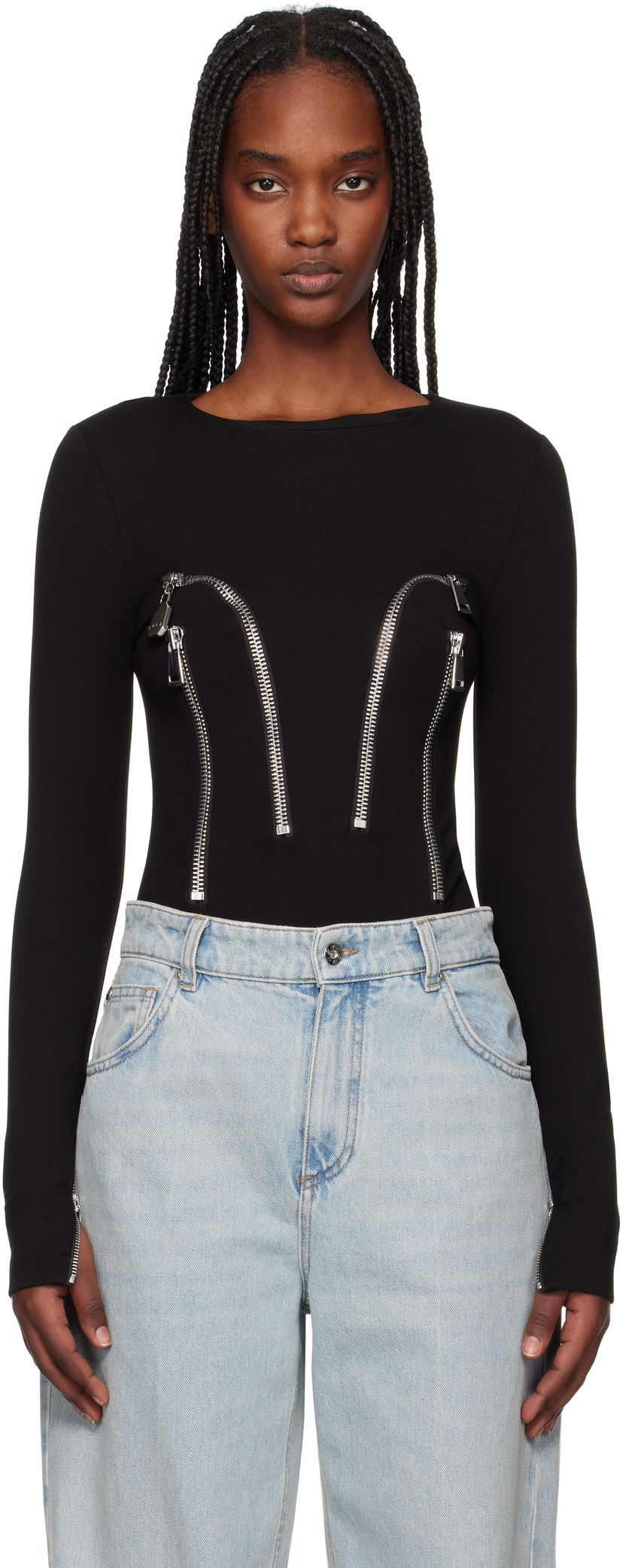Krop Area AREA Long Sleeve Zipper Bodysuit Sort | RS25AWTP0064FA01