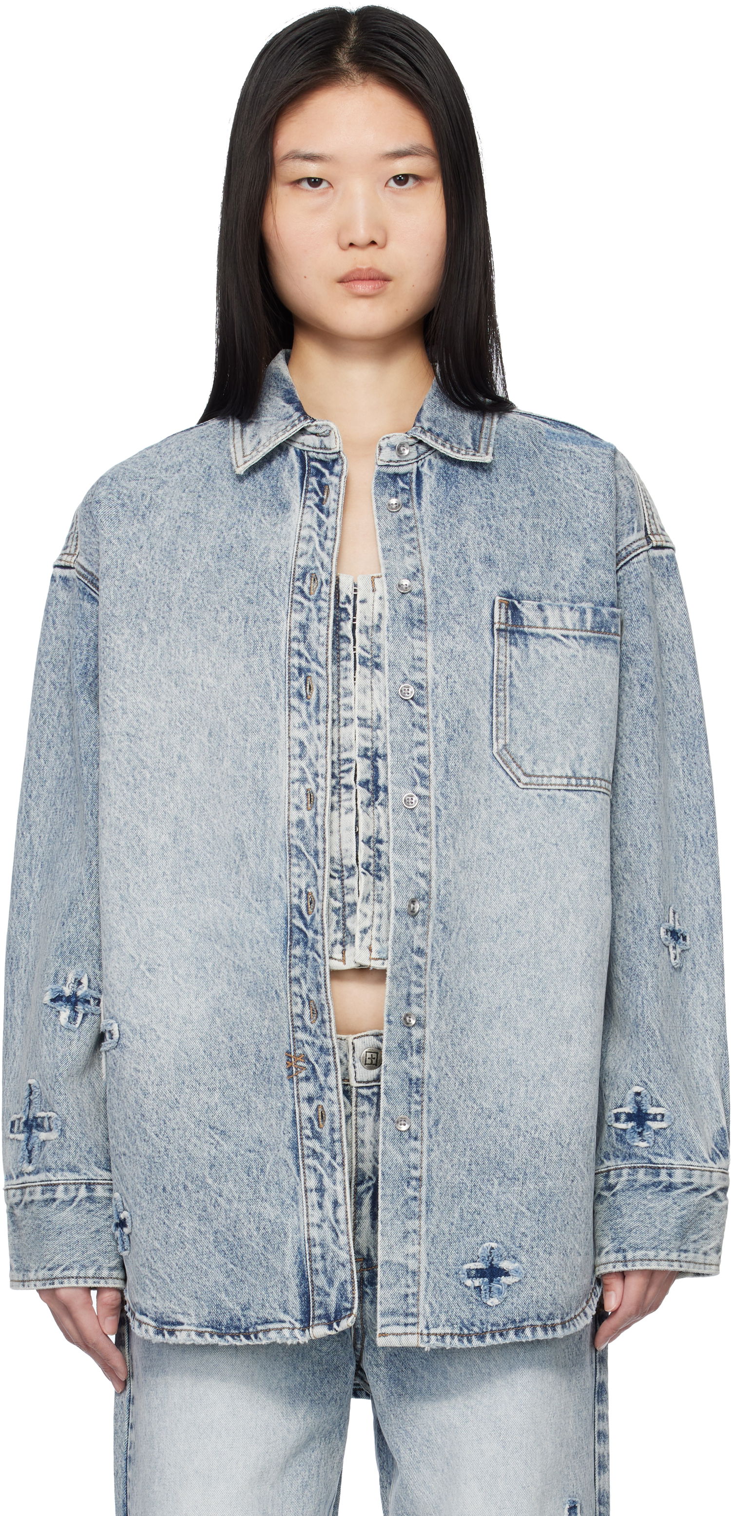 Skjorte Ksubi Oversized Klassic Kraftwerk Denim Shirt by Ksubi Blå | WPS25SH002, 0