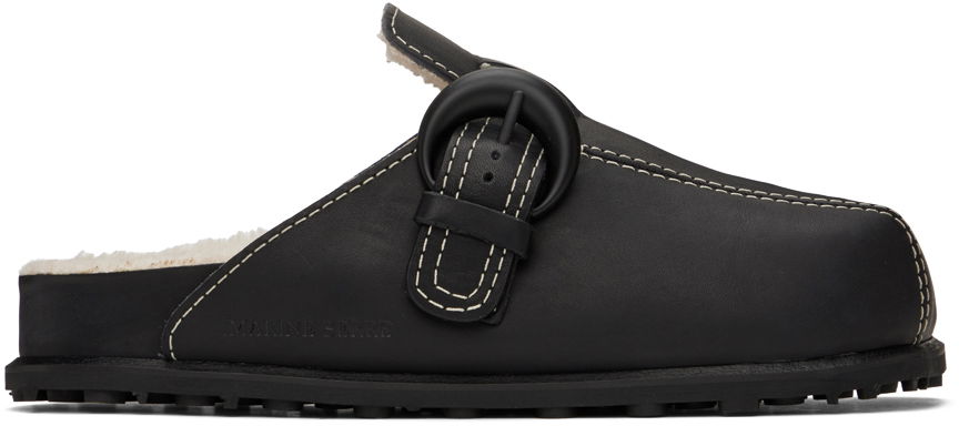 Tøj Marine Serre Marine Serre Square Toe Shearling Slippers Sort | MFW013-BK99, 0