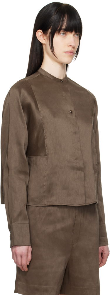 Skjorte Loulou de Saison Loulou de Saison Siara Band Collar Blouse Brun | SIARA, 1