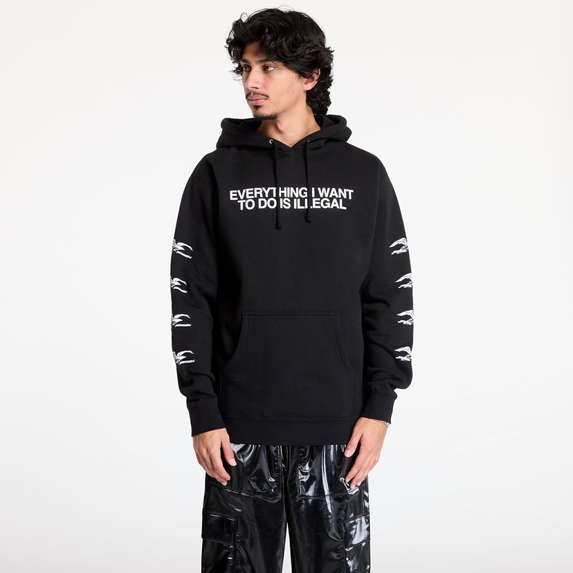 Sweatshirt Pleasures Illegal Print Hoodie Sort | P24W039 BLACK