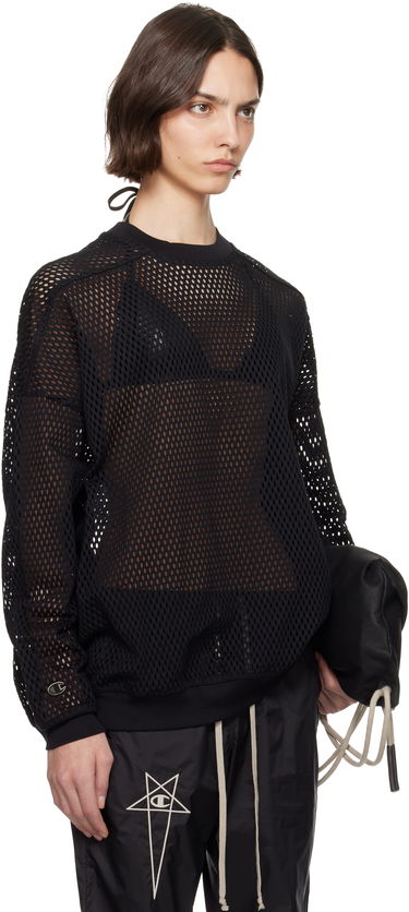 Sweater Rick Owens Rick Owens Champion Edition Jumbo Mesh Sweatshirt Sort | CW01E1670 CHONET, 1