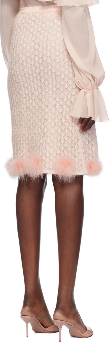 Nederdel Blumarine Feather Appliqué Midi Skirt Lyserød | A444G034A, 2