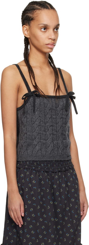 Tanktop GANNI Gray Cashmere Mix Strap Tank Top Sort | K2417, 1