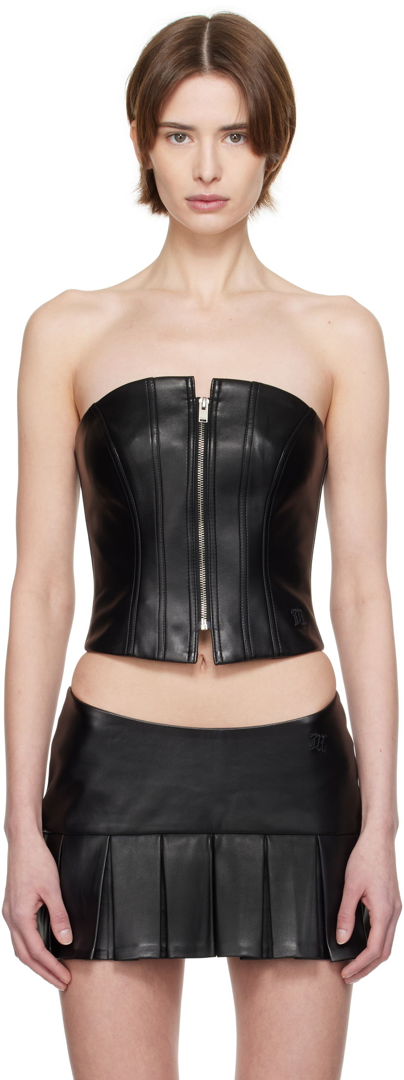 Tanktop MISBHV MISBHV Faux-Leather Zip Top Sort | 250W142