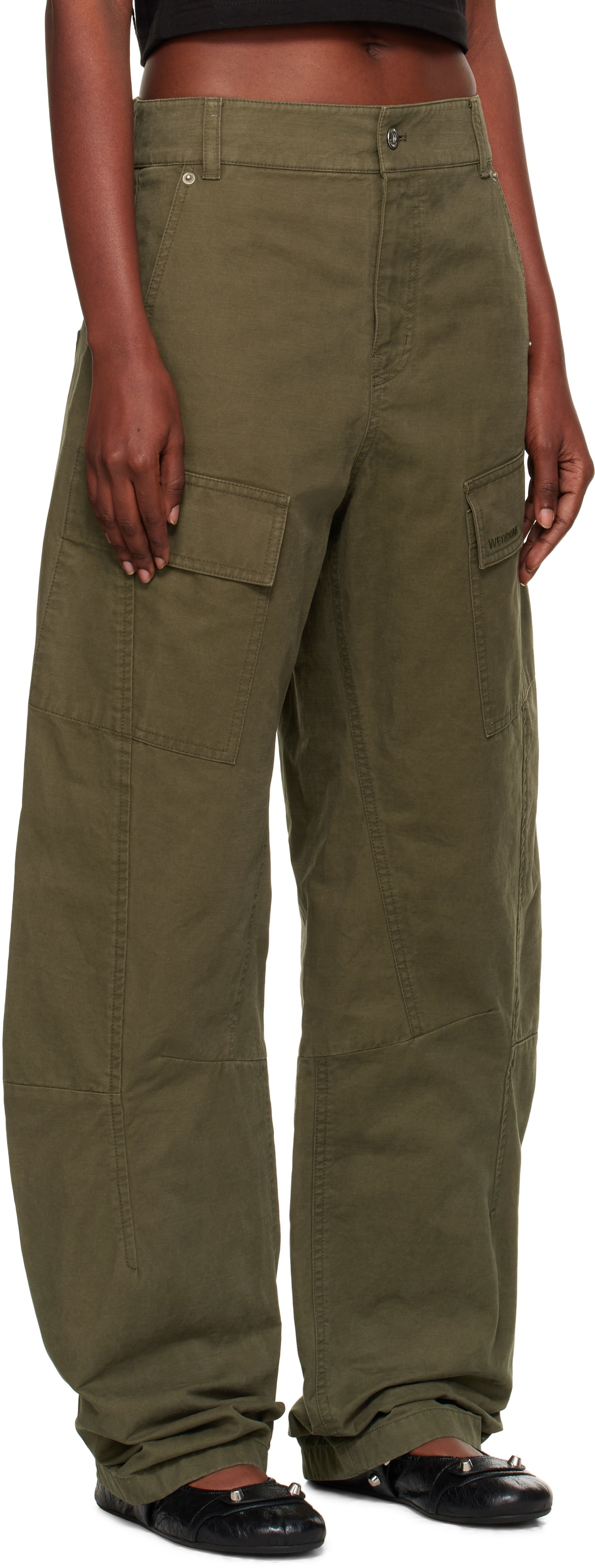 Cargo bukser We11done We11done Curved Cargo Trousers Grøn | WD-PT2-25-216-W-KK, 1