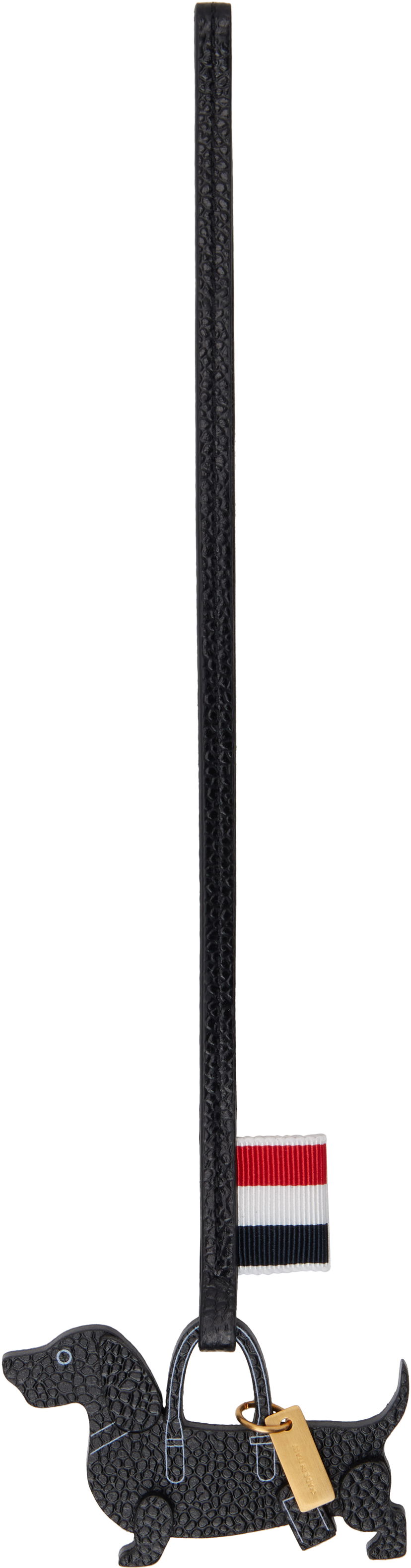 Nøgleringe Thom Browne Grained Leather Dog Keychain Sort | UAM064A-00198
