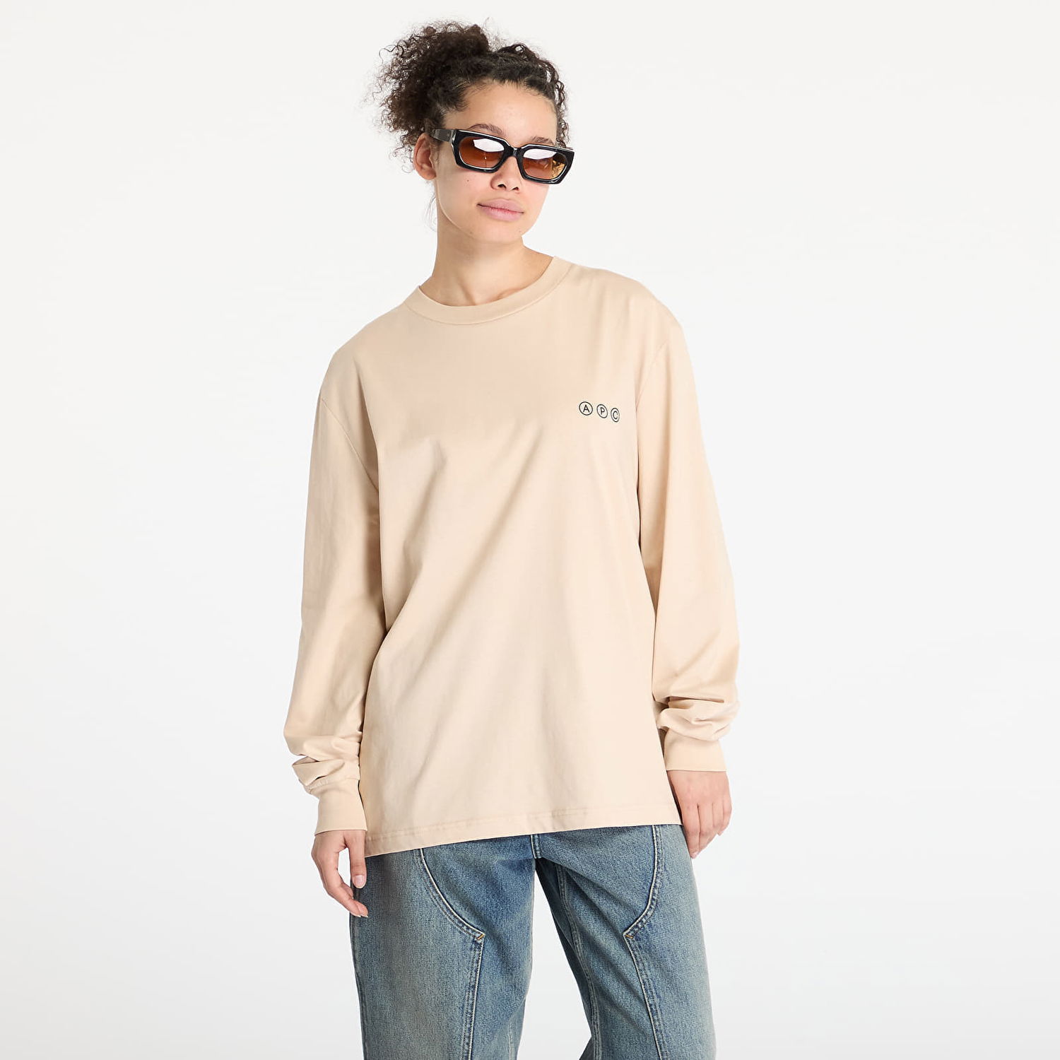 T-shirt A.P.C. A.P.C. Adresse Long Sleeve T-Shirt Beige | COHBM-M26438 BAA, 0