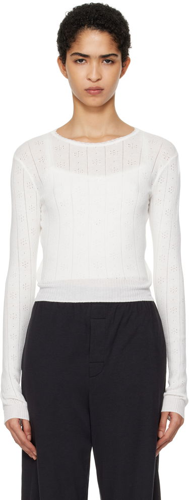 Sweater SKIMS SKIMS Pointelle Long Sleeve Top Hvid | LS-LST-6484W, 0