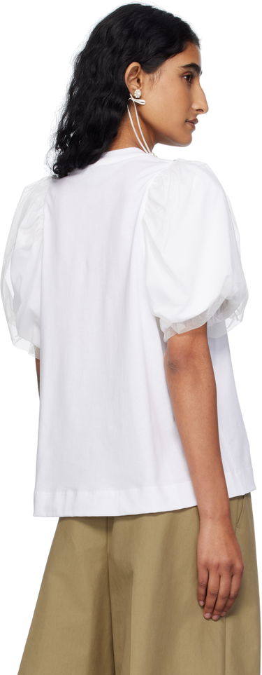T-shirt Simone Rocha Simone Rocha Embellished Tulle Overlay Puff Sleeve T-Shirt Sort | 5397B 0553, 4
