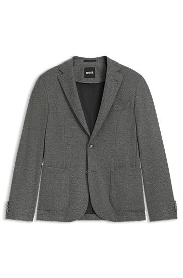 Jakke BOSS Slim-fit brushed stretch flannel blazer Grå | 50551528, 0