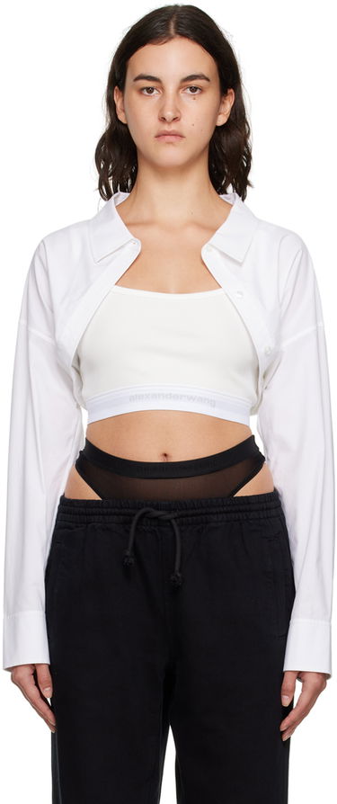Skjorte Alexander Wang Alexander Wang Layered Cropped Shirt Hvid | 4WC4231417, 0