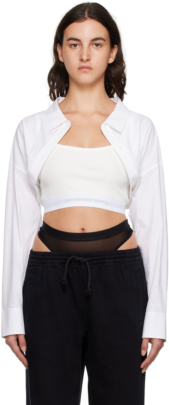 Skjorte Alexander Wang Alexander Wang Layered Cropped Shirt Hvid | 4WC4231417