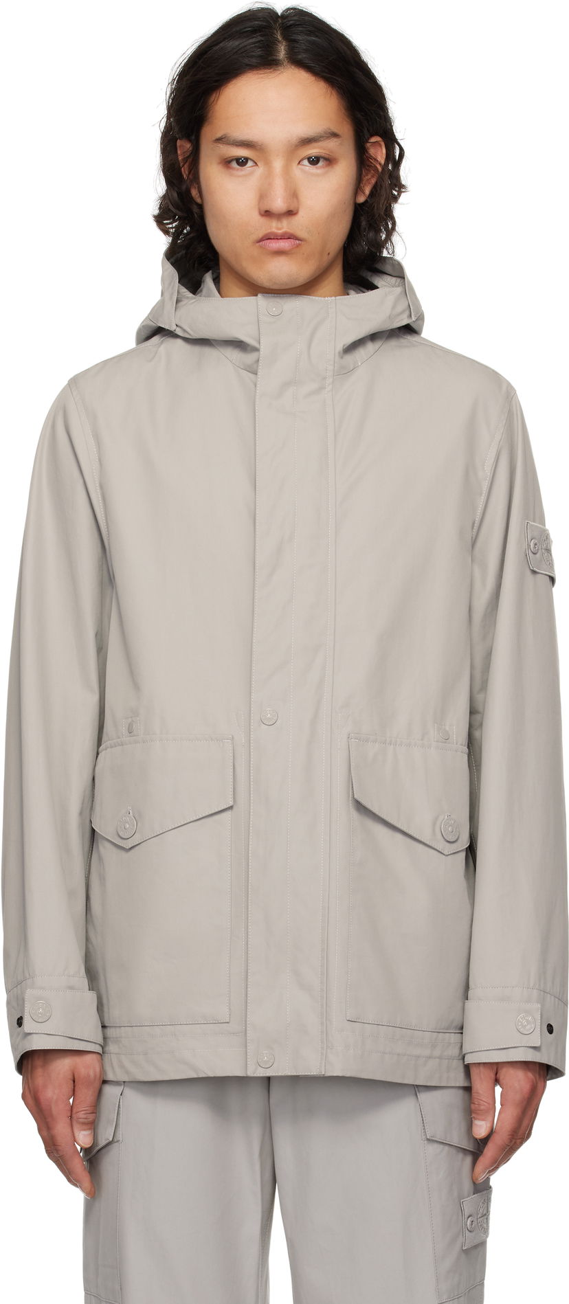 Regnfrakke Stone Island Stone Island Weatherproof Cotton Canvas Hooded Jacket Grå | K1S15 4100035 S00F1
