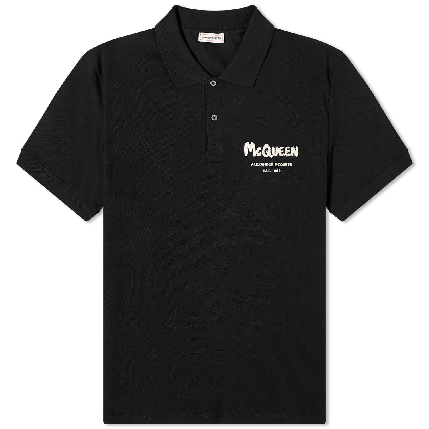 Polo skjorte Alexander McQueen Embroidered Graffiti Logo Polo Tee Sort | 662551QXAAK-1000, 0