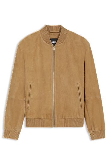 Bomberjakke BOSS Suede Bomber Jacket Beige | 50543213