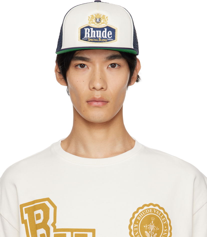 Kasket Rhude Rhude Embroidered 'Special Blend' Trucker Cap Hvid | RHPF25HA01742