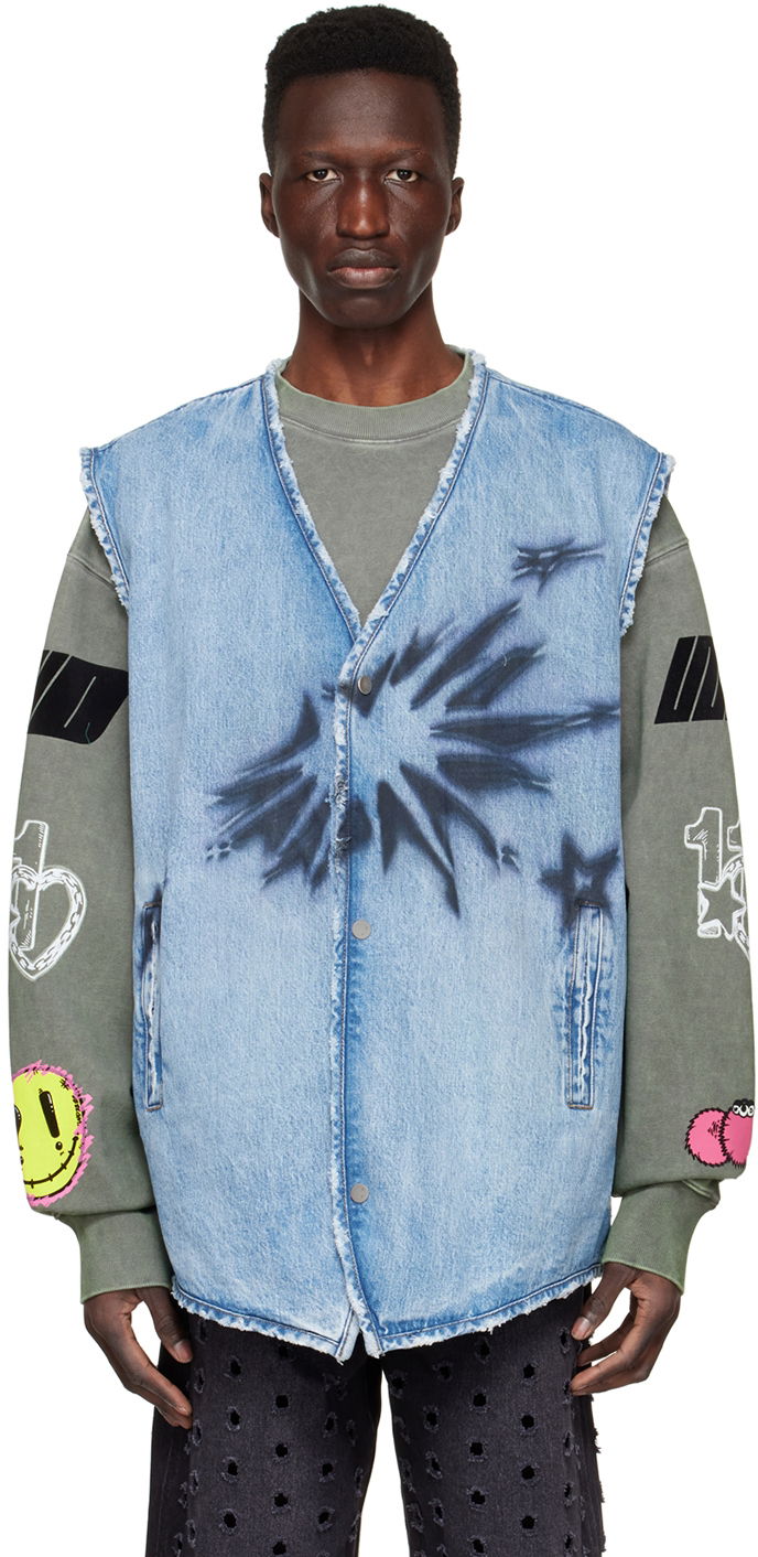 Vest We11done We11done Sleeveless Denim Vest Blå | WD-DV1-22-331-M-BL, 0