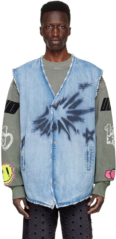 Vest We11done We11done Sleeveless Denim Vest Blå | WD-DV1-22-331-M-BL, 0