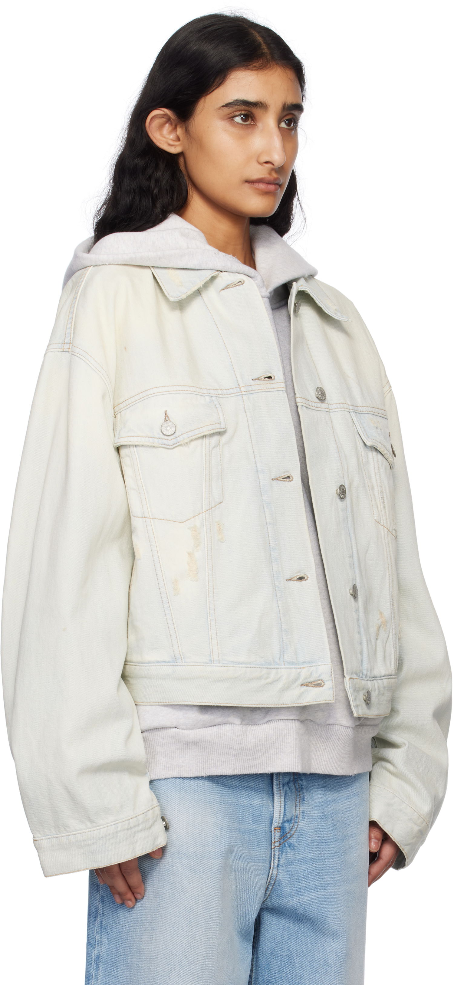 Jakke Acne Studios Acne Studios Relaxed Cropped Denim Jacket Blå | A90639-, 1