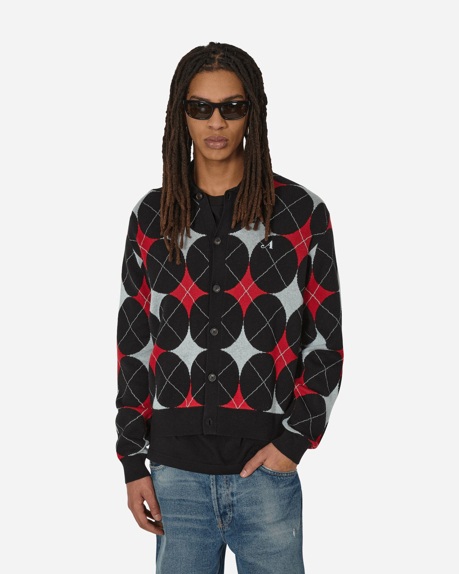Sweater Awake NY Argyle Knit Cardigan Black Sort | 9031846 BLK, 0