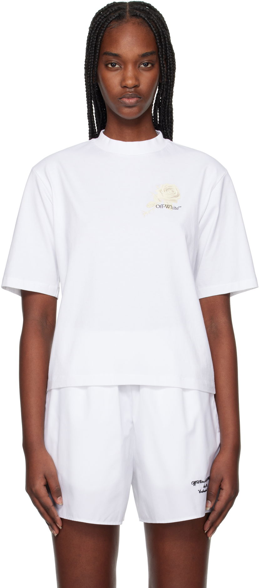 T-shirt Off-White Off-White Roses Arrows Boxy T-Shirt Hvid | OWAA124S25JER0010110