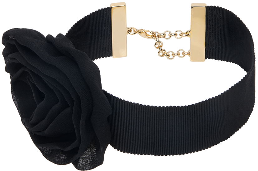 Halskæde Blumarine Rose Detail Grosgrain Choker Sort | A422W267A