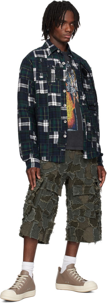 Skjorte Who Decides War Who Decides War Patched Arch Flannel Shirt Mørkeblå | 1110450030SS25, 3