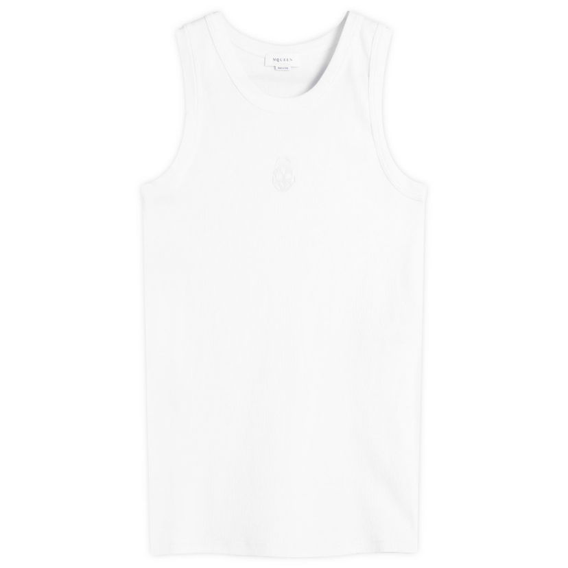 Tanktop Alexander McQueen Alexander McQueen Men's Upside Down Logo Vest, Size Large Hvid | 815098-QXAA9-9000