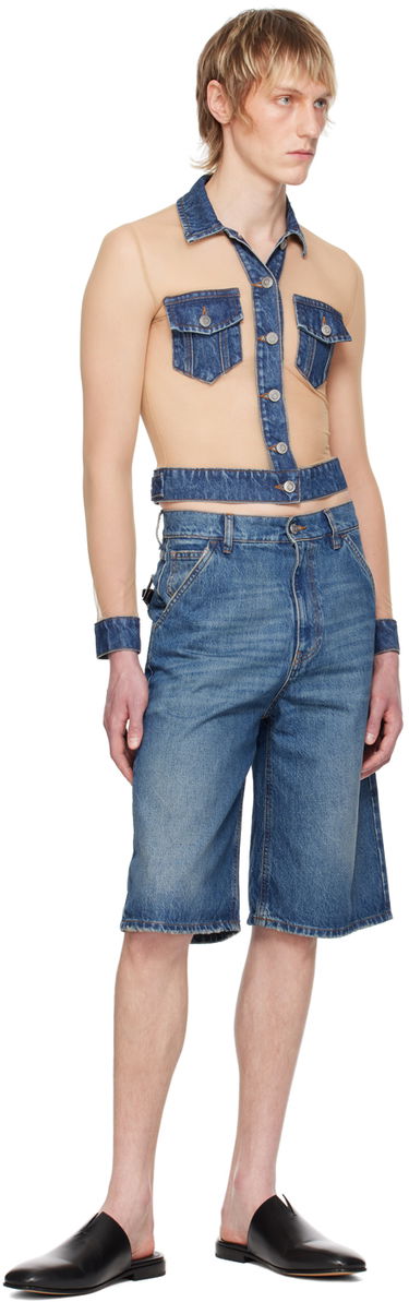 Crop top Coperni Coperni Illusion Denim Shirt Beige | COPT53569, 3
