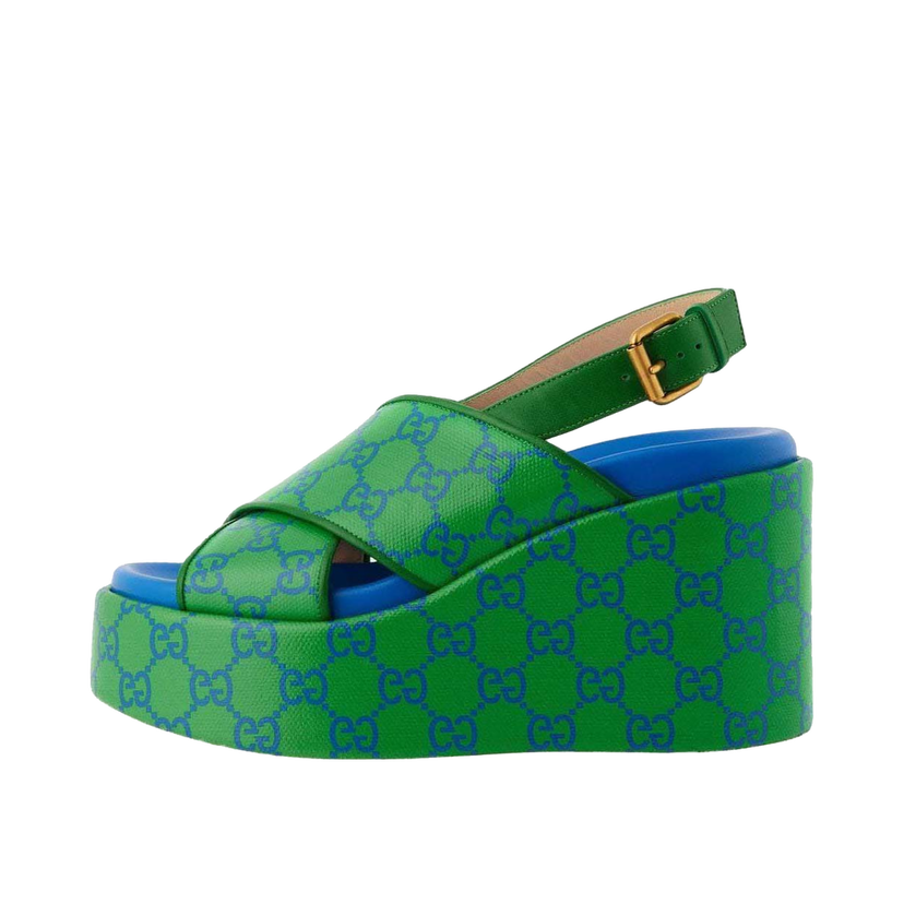 Sneakers og sko Gucci GG Supreme Platform Sandals Green Blue W Grøn | 734908 FABK1 8650