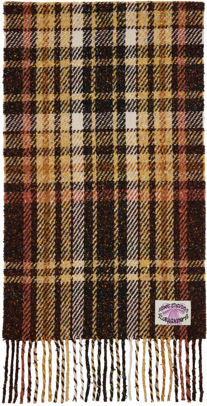 Tørklæde Acne Studios Plaid Fringe Scarf Brun | CA0325-, 0