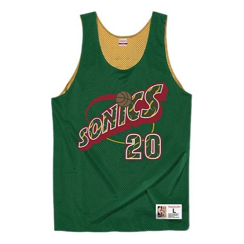 Tanktop Mitchell & Ness Mitchell & Ness Men's Seattle SuperSonics Gary Payton Reversible Mesh Basketball Tank Top Grøn | MSRVMI19003-SSUGNGD95GPA, 0