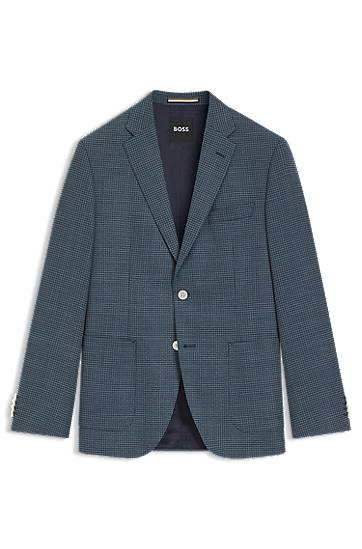 Jakke BOSS Regular-Fit Patterned Wool-Blend Blazer Blå | 50545859