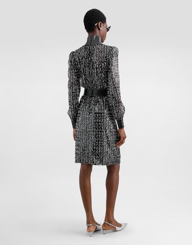Kjole Dolce & Gabbana Midi Dress With Sequin Stripe Embroidery Sort | F6TJYTFLSKBN0000, 2
