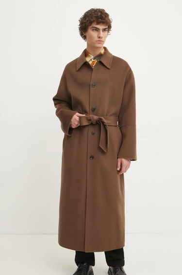 Frakker Nanushka Wool Overcoat with Belted Waist Brun | NM24FWJK02678, 0