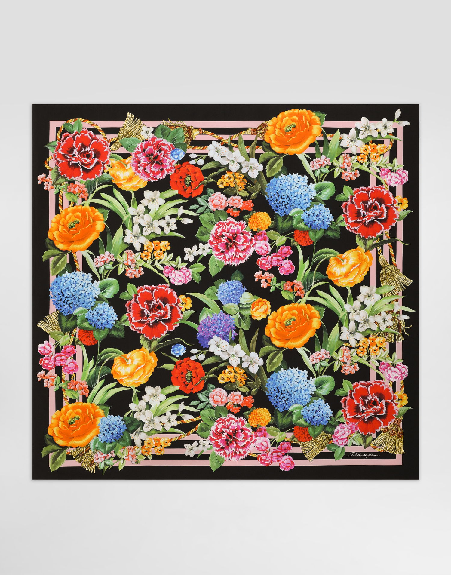 Tørklæde Dolce & Gabbana Dolce & Gabbana Floral Print Silk Twill Square Scarf Sort | FN090RGDCV9H45KU, 0