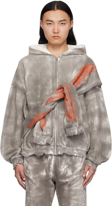 Sweatshirt We11done We11done Muddy Four Sleeves Zip-Up Hoodie Grå | WD-TJ0-25-816-U-BK, 0