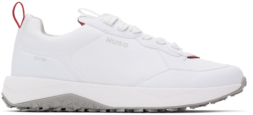 Tøj BOSS Hugo White Mixed Material Lace-Up Sneakers Hvid | 50517265