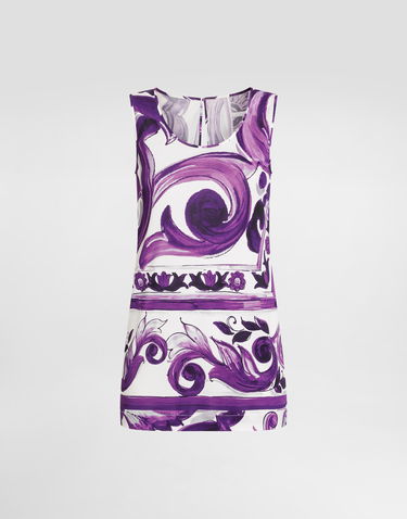 Tanktop Dolce & Gabbana Dolce & Gabbana Majolica-Print Sleeveless Top Lilla | F7AV2TFS8C0IP3TN, 0