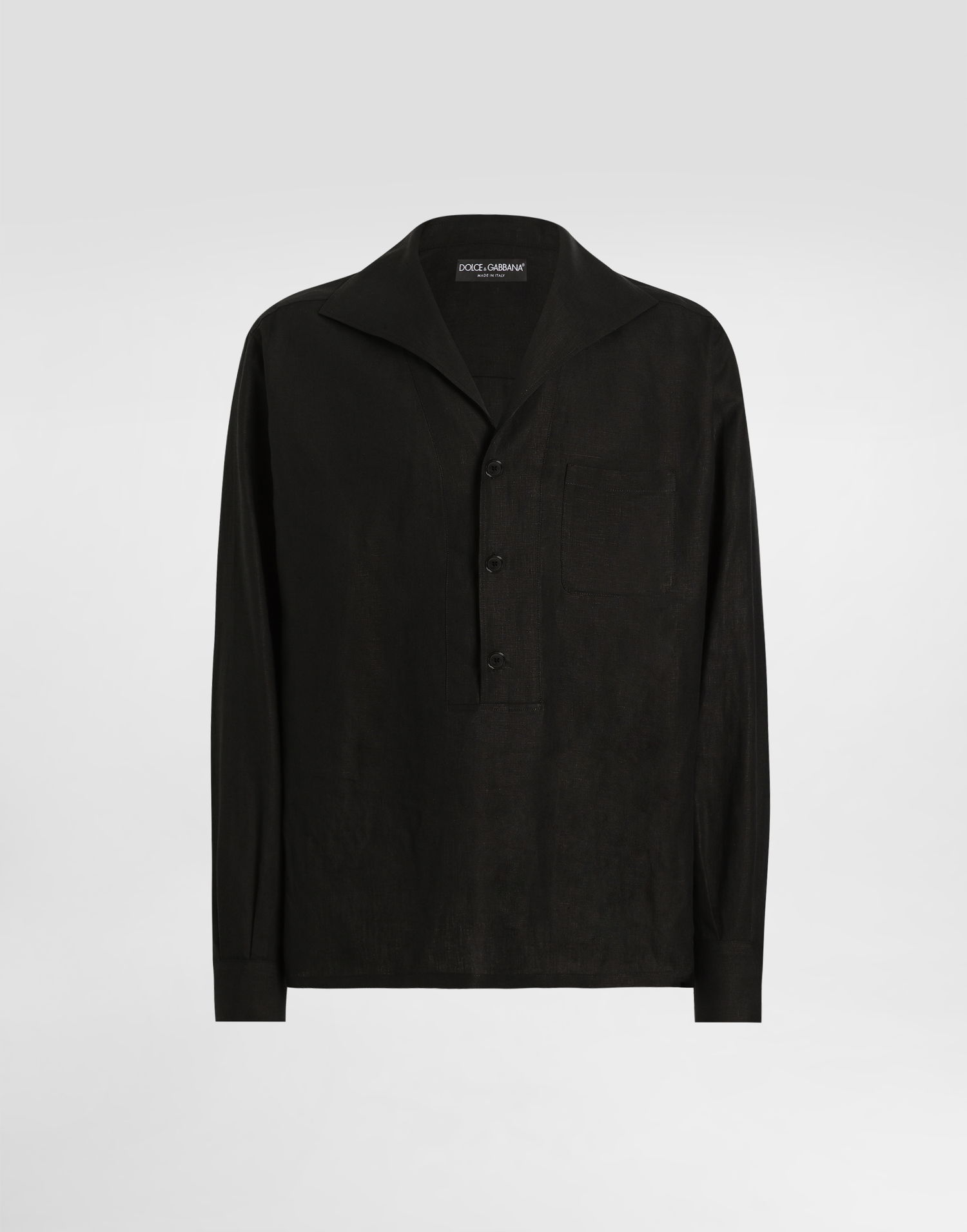 Skjorte Dolce & Gabbana Dolce & Gabbana Three-Button Linen Shirt Sort | G5ND3TFU4JBN0000, 0