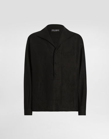 Skjorte Dolce & Gabbana Dolce & Gabbana Three-Button Linen Shirt Sort | G5ND3TFU4JBN0000, 0