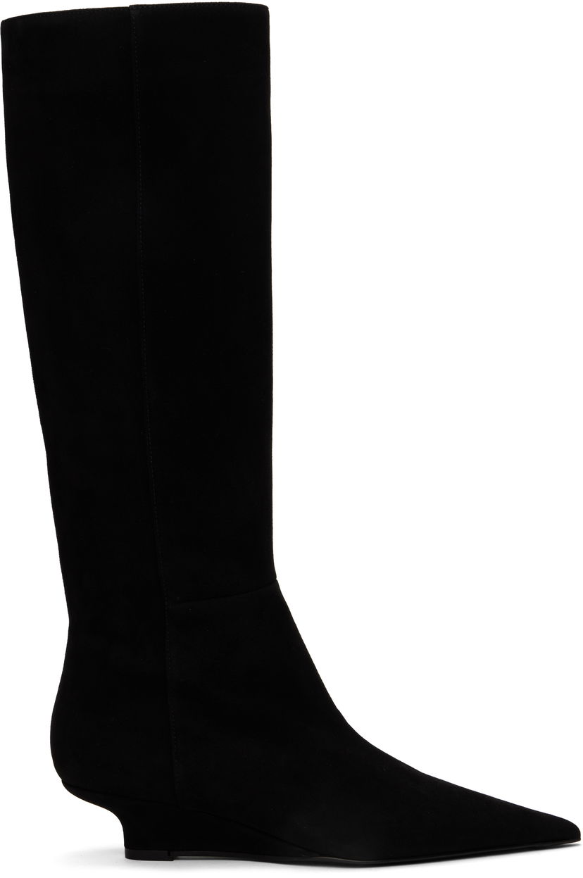 Tøj TOTEME TOTEME Sharp Suede Knee-High Boots Sort | 251-WAS4671-LE0012