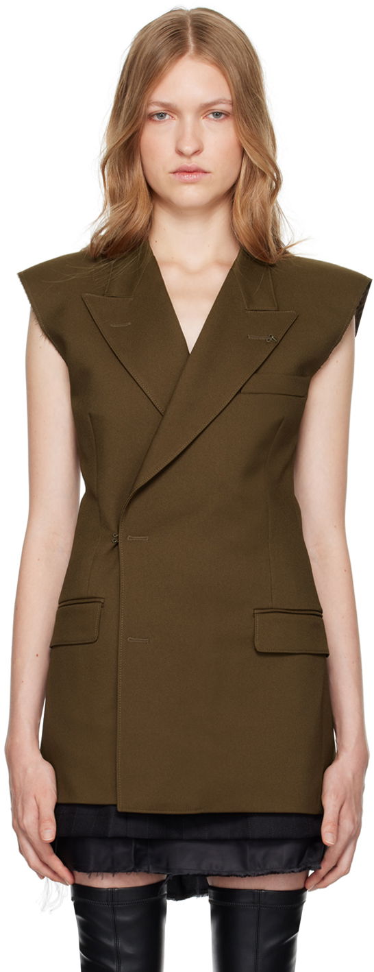 Jakke Maison Margiela Double-Breasted Twill Vest Grøn | S62FB0067 M35222